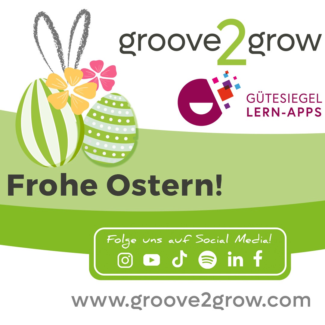 Vorschau-Grafik für den groove2grow Oster-Spezial Newsletter im März 2026 mit bunten Ostereiern und Frühlingsgrüßen.